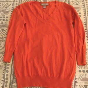 Banana Republic Orange Lightweight V 3/4 Sweater s